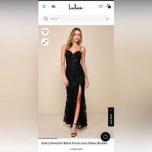 NWT Lulus Sultry Direction Black Floral Lace Sheer Bustier Dress - size small